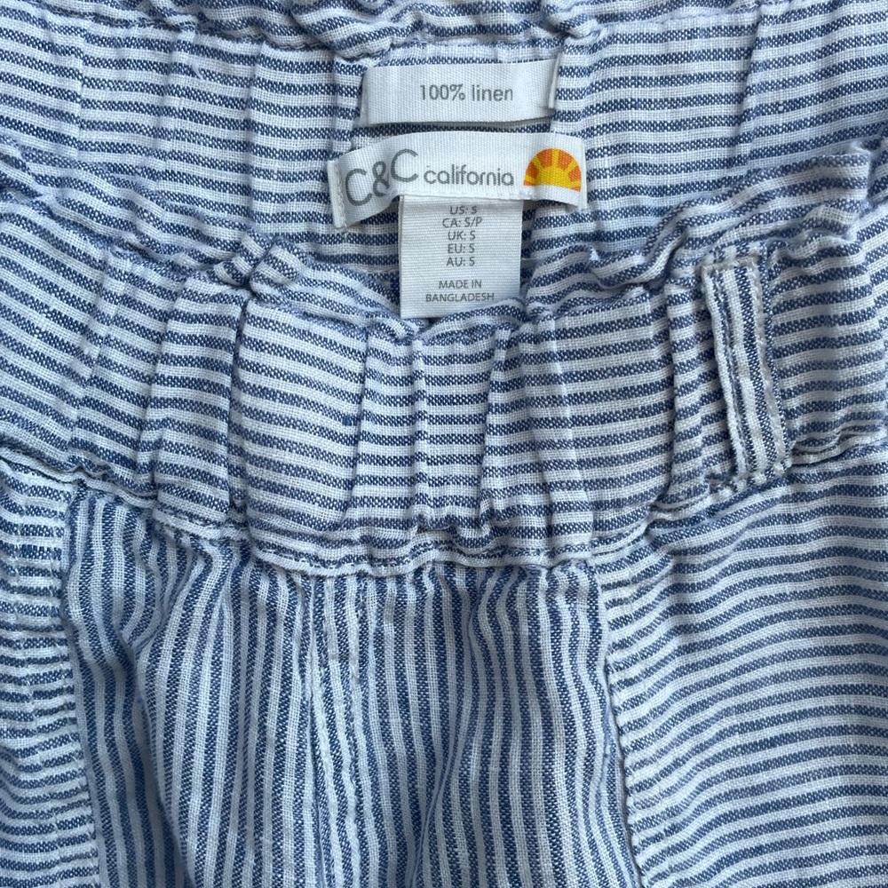 C&C California Light Blue Striped Linen Pants